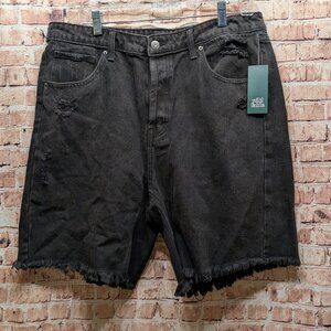 Wild Fable High Rise Bermuda Black Distressed Denim Shorts Size 14